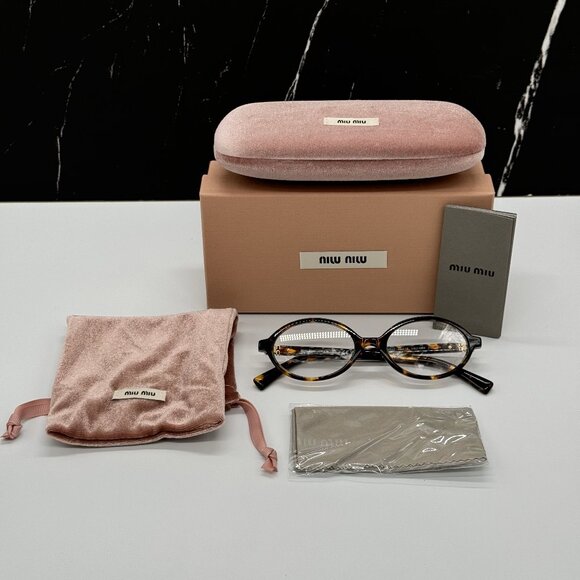 NEW MIU MIU MU 04ZS OVAL HAVANA BROWN EYEGLASSES MU04ZSF VAU08N WOMEN MIU MIU